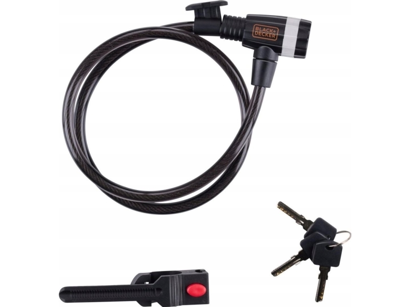 Black+Decker Cykellås Kabel Til Lås 10X900 Mm Med Holder