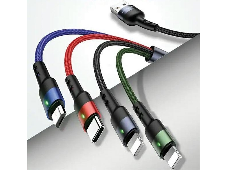 Usams Usams Usb-Geflechtkabel U26 4W1 1.2M 2A Schnellladung (2Xlightning/Microusb/Usb-C) Sj317usb01 (Us-Sj317)