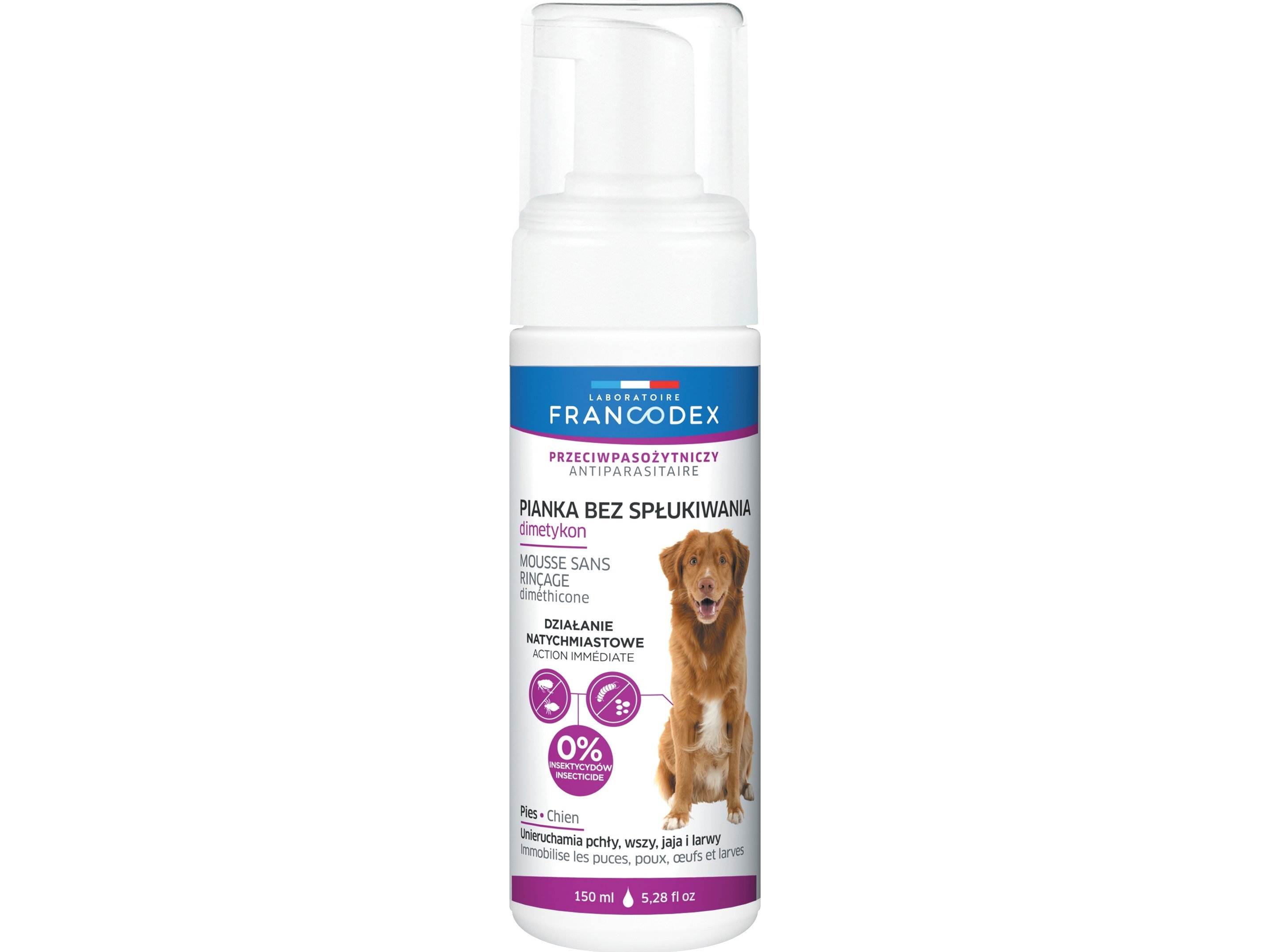 Francodex Francodex Da Skum Til Hunde Og Katte Mod Parasitter, Skyllefri, Med Dimethicon 150 Ml