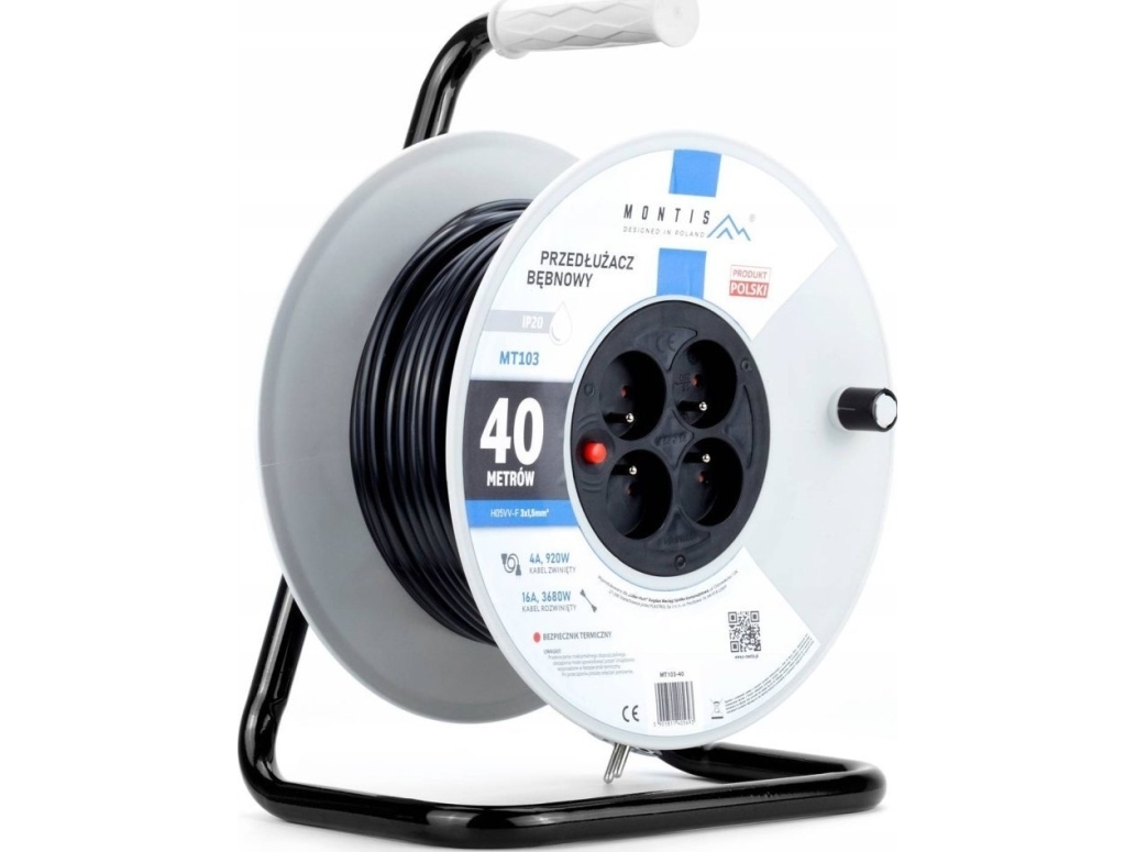 Montis Jatkojohto MT103-40 4x2p+Z IP20 16A 3x1.5 40m Montis musta