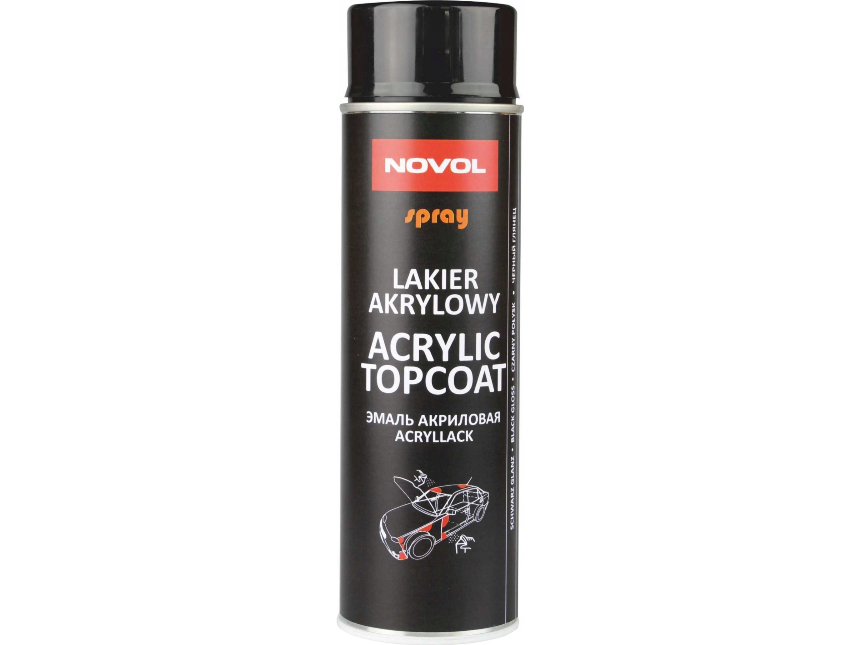 Novol Spray Acryl Topcoat Schwarz Glänzend 500 Ml