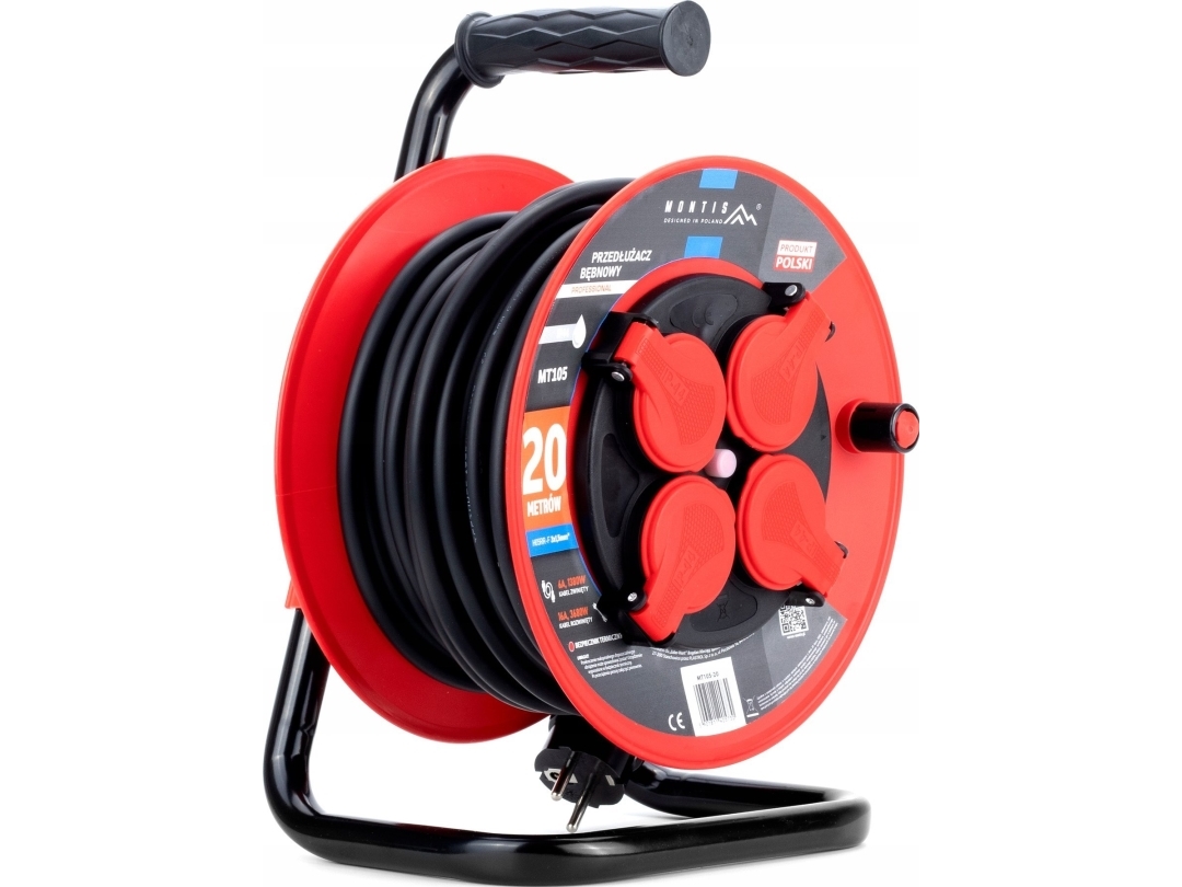 Montis PROFESSIONAL jatkojohto MT105-20 4x2p+Z IP44 16A 3680W 3x1.5 20m Montis musta