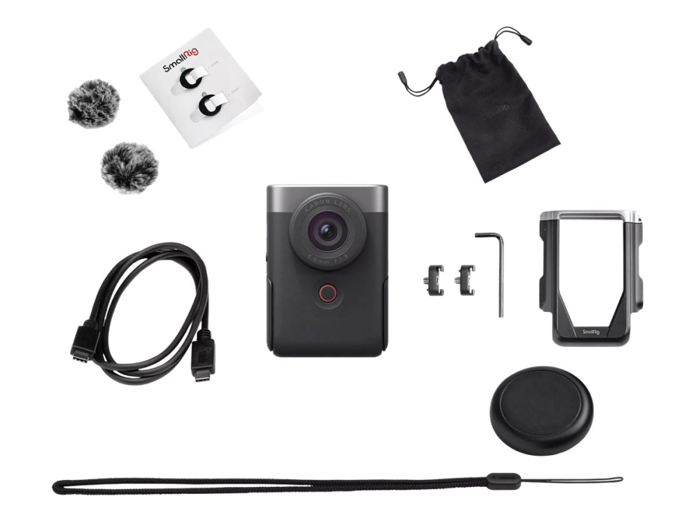 Canon Powershot V10 Silber Erweitertes Vlogging-Kit, 20 Mp, 5472 X 3648 Pixel, Cmos, 4K Ultra Hd, Touchscreen, Silber