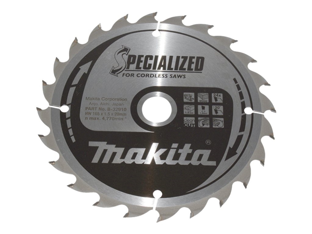 Makita Specialized - Rundsavsklinge - For Træ - 165 Mm - 24 Tænder - For Makita Dhs630z