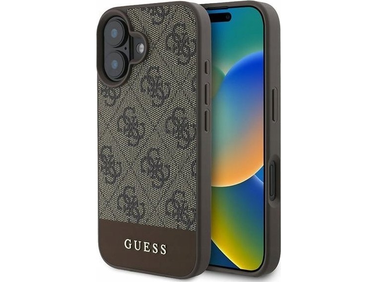 Guess Guess Futerał Do Iphone 16 Plus Guhcp16mg4glbr (Pc/Tpu 4G Pu Bottom Stripe) Brązowy