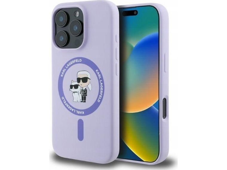 Karl Lagerfeld Silikone Karl&Choupette Ring-Cover Magsafe-Etui Til Iphone 16 Plus - Lilla