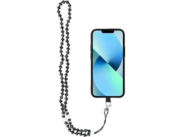 Oem Telefonophæng Crystal Diamond, Snorlængde 74 Cm (37 Cm I Løkke) / Til Halsen - Sort