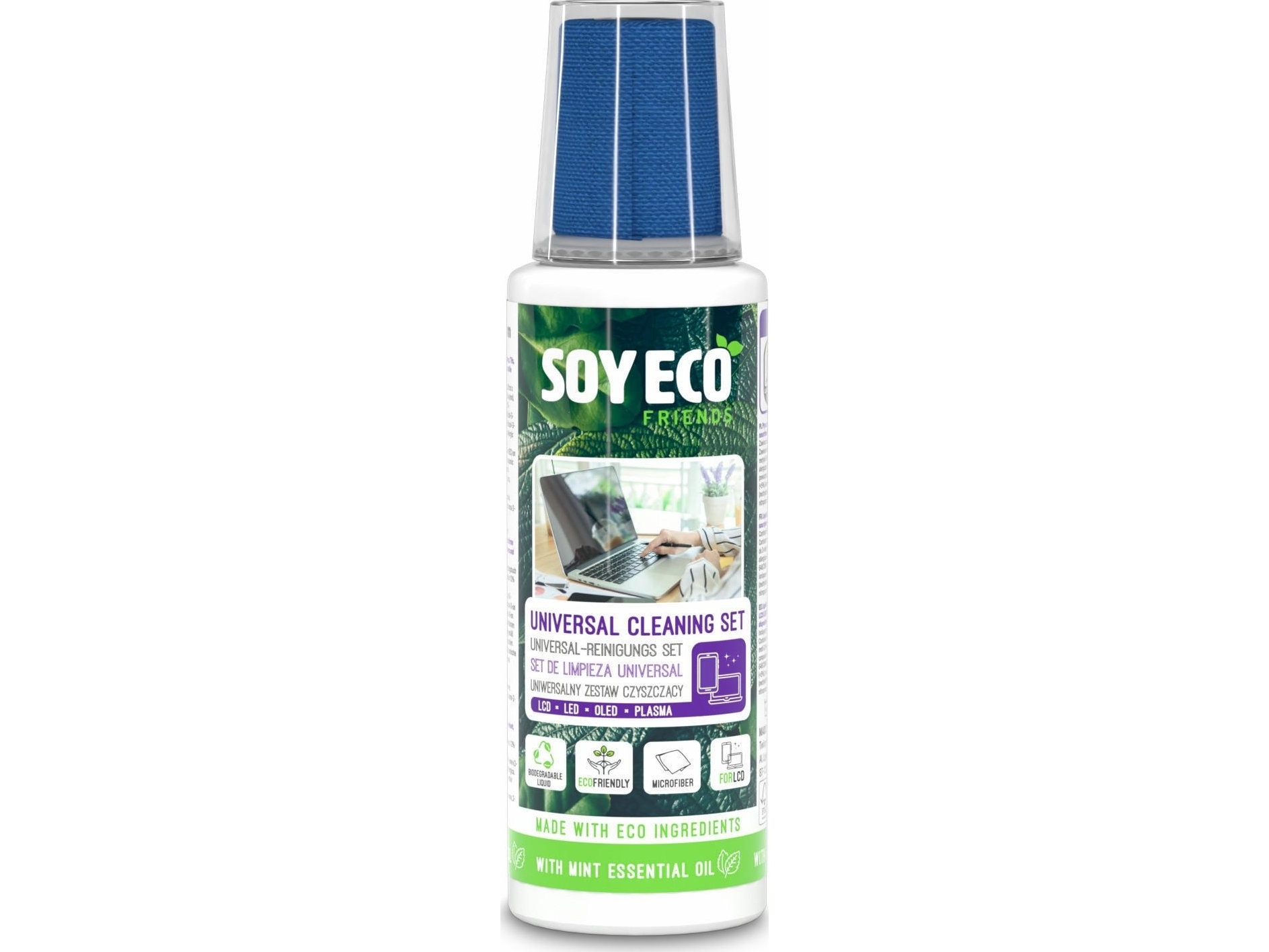 K&F Rengøringssæt 2-I-1 Til Skærme Soyeco, Eco - 100 Ml + Mikrofiber 20 X 20