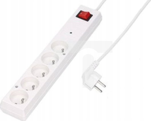 Jonex Strømskinne Ps-5Pf Overspændingsbeskyttelse 5-Socket Z/U 10A 5M /Omy 3X1/ Hvid