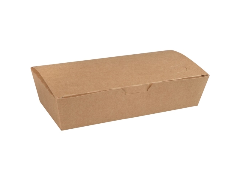Take away -laatikko, ABENA, 20x10x5cm, ruskea, pahvi, saranoidulla kannella, kannessa aukko - (4 kpl)