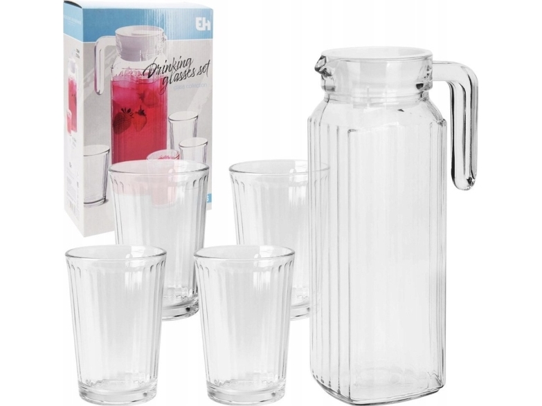 Excellent Houseware Glas Og Glaskande Med Låg 1,1 L / 190 Ml 5 El.