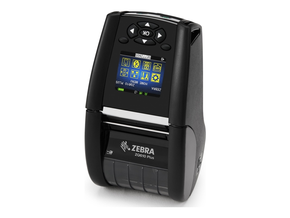 Zebra ZQ600 Series ZQ610 Plus - Etiketprinter - direkte termisk - Rulle (5,54 cm) - 203 dpi - op til 115 mm/sek. - Wi-Fi(ax), Bluetooth 5.3, Wi-Fi(ac), USB, RS232C, NFC