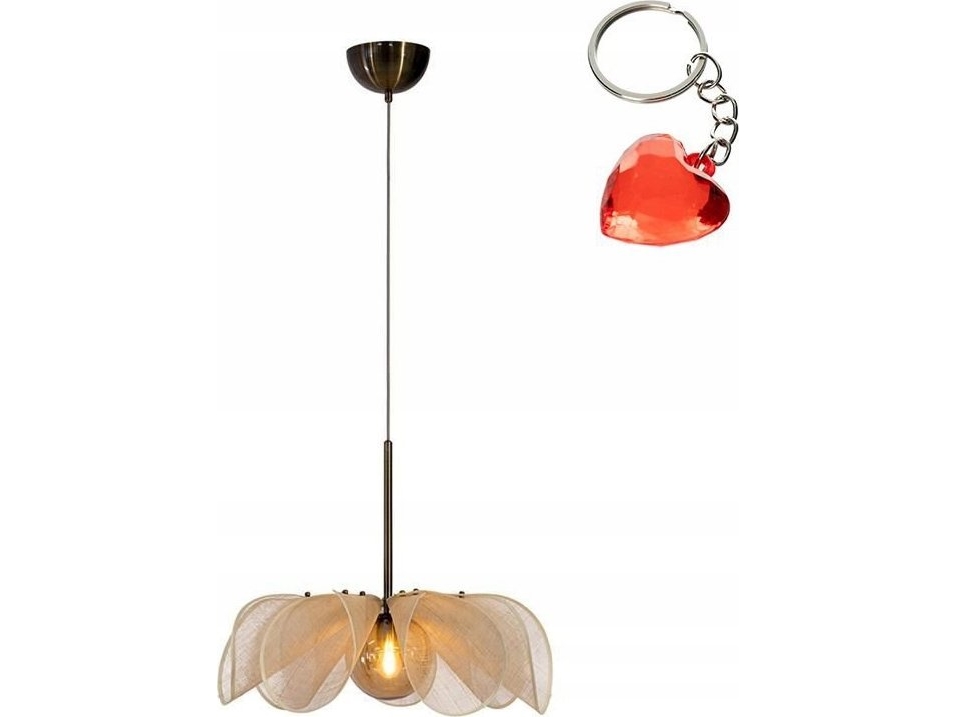 Styrka pendellampe, Ø 63 cm, messing/beige - Markslöjd - Stue - Stof / tekstil - Med én lyskilde