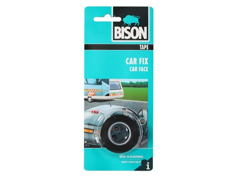 BISON, Dobbeltklæbende tape, 1,5m x 19mm, sort,