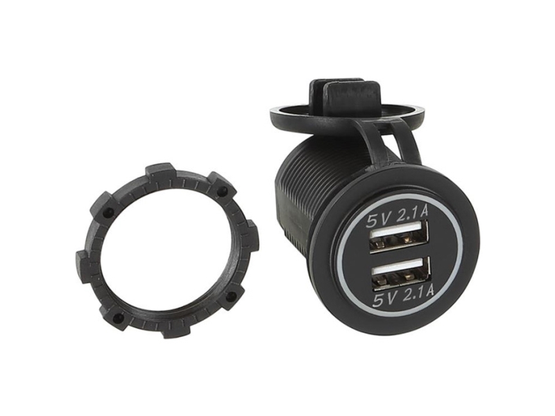 USB ladeadapter 12/24v m/hvidt lys