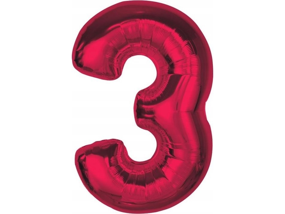 Godan Folienballon Nummer 3 Rot Smart 92Cm