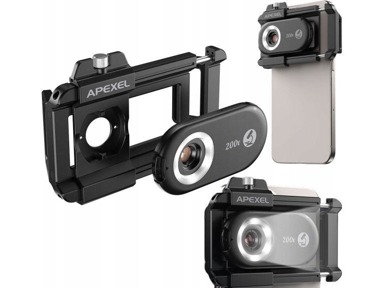 Apexel 200x digitalt mikroskopobjektiv med CPL-filter til smartphone-telefon / APL-MS200