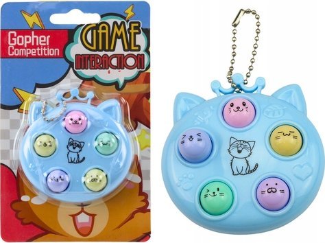 Leantoys Schlüsselanhänger Mini Arcade Spiel Wac A Mole Cats Blau