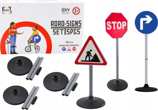 LeanToys opetuskäyttöön tarkoitetut suuret liikennemerkit 76cm 3 kpl 3 kpl