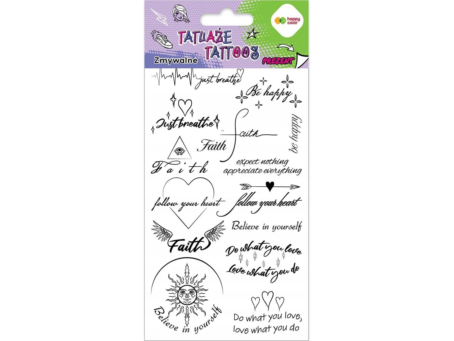 BaByliss Tatuaże zmywalne Words HAPPY COLOR