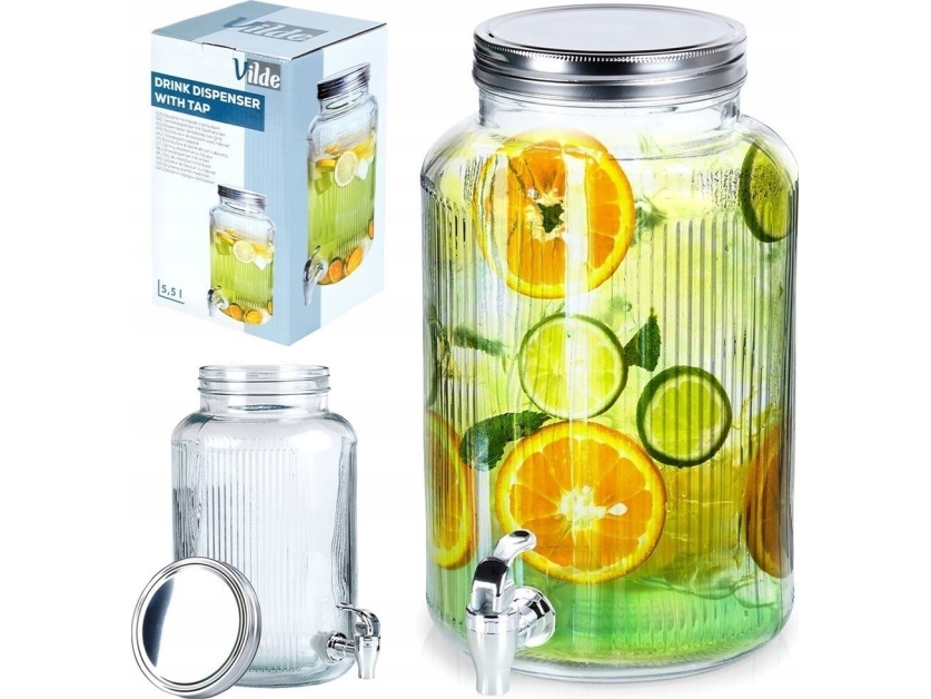 Vilde Lasinen juomapurkki hanalla 6,2 l