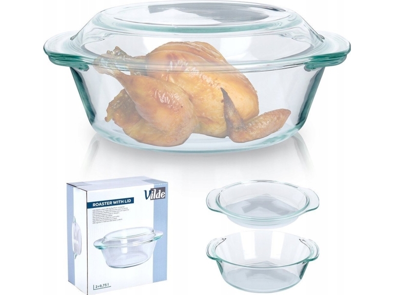 Vilde Varmefast fad med glaslåg 2 l+750 ml