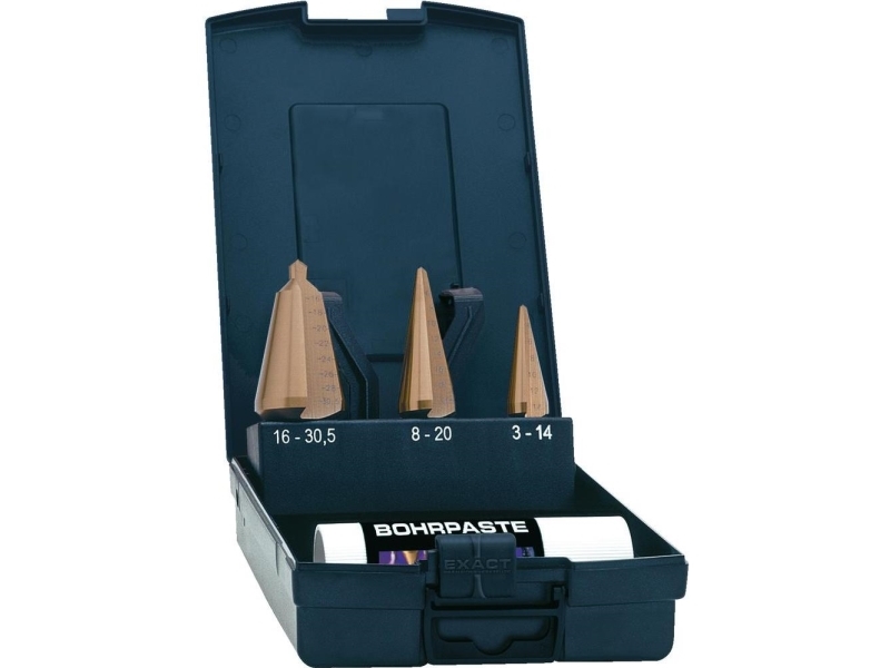 Exact 50105 Slagbor Sæt 3 Dele 3 14 Mm 4 20 Mm 16 30.5 Mm Hss Tin 3 Fladeskaft 1 Set