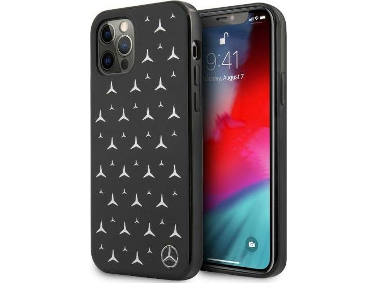 Mercedes Benz Apple Iphone 12 Pro Max Mercedes-Etui Sølvfarvet Stjernemønster (Mehcp12lespbk) Sort