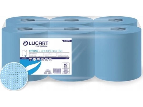 Karen Lucart Strong L-One Mini Blue 350 - Zentral Dosiert, 2-Lagig, Blau, 122,5 M, Zellulose - 6 Rollen