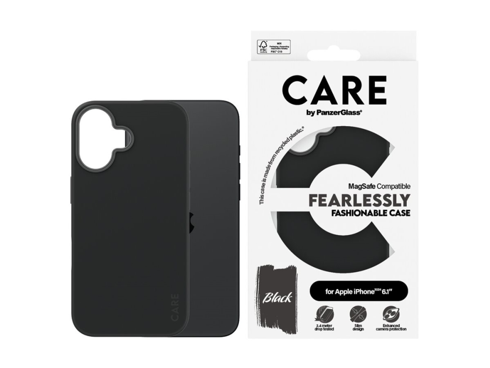 Care By Panzerglass - Baksidedeksel For Mobiltelefon - Magsafe-Samsvar - Termoplast-Polyuretan (Tpu), Polykarbonat (Pc), Oleofobisk Belegg - Svart