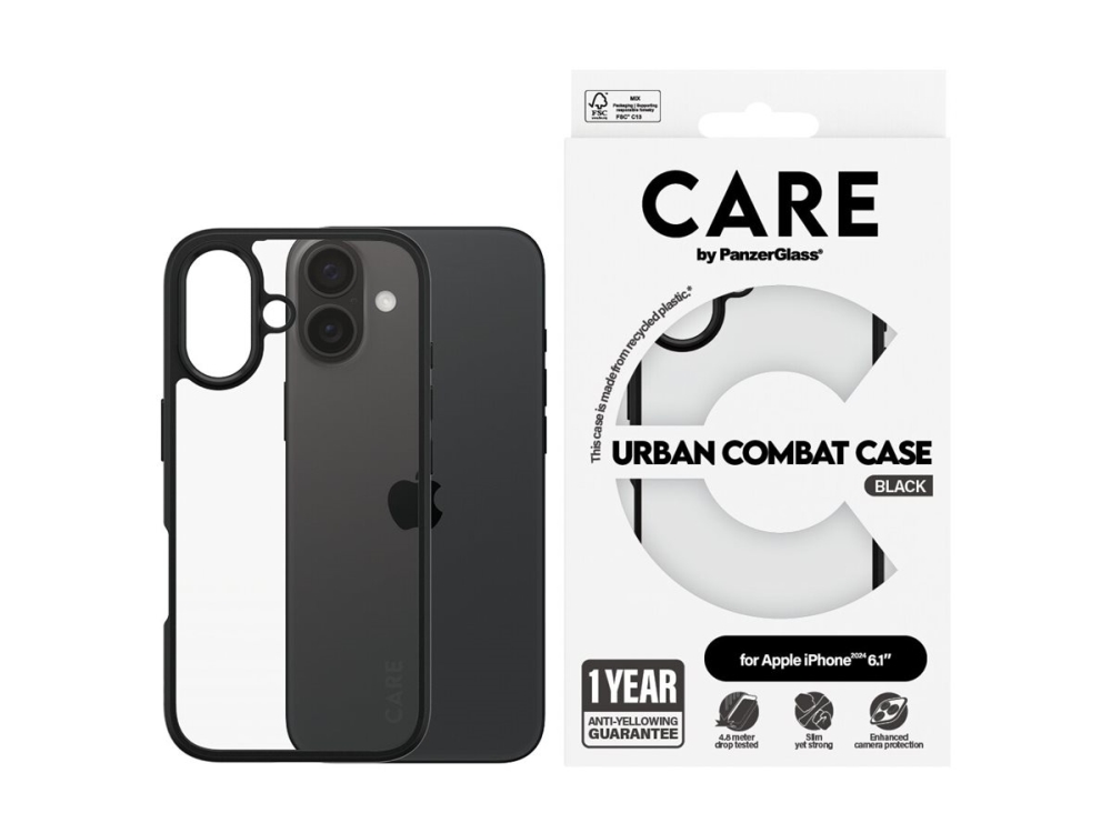 CARE by PanzerGlass - Baksidesskydd för mobiltelefon - flaggskepp - MagSafe-kompatibilitet - polykarbonat, termoplastisk polyuretan (TPU) - svart - för Apple iPhone 16 | Tele & GPS - Mobil tillbehör - Skydd & Väskor | GameStuff