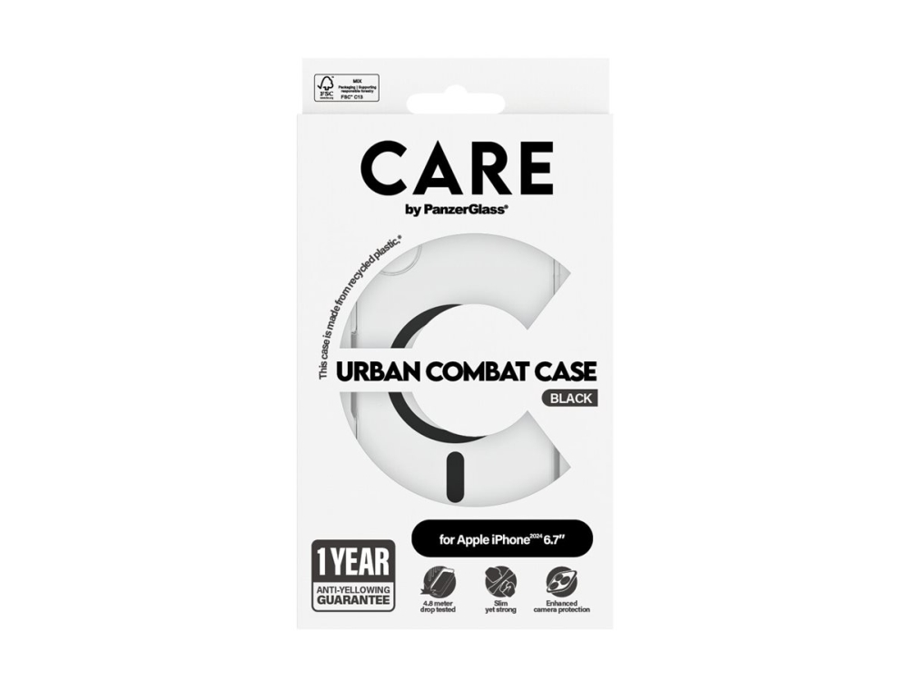 CARE by PanzerGlass Urban Combat - Baksidesskydd för mobiltelefon - MagSafe-kompatibilitet - termoplastisk polyuretan (TPU), polykarbonat (PC), oleofobisk beläggning - svart, transparent - för Apple iPhone 16 Plus | Tele & GPS - Mobil tillbehör - Skydd & Väskor | GameStuff