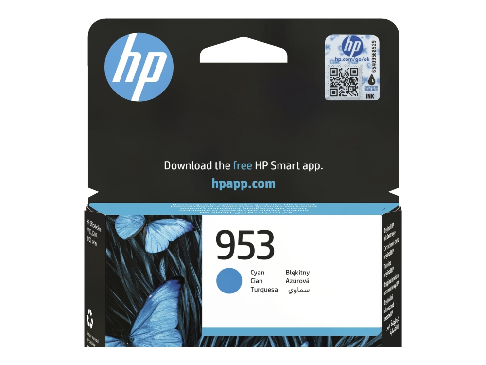HP 953 - 9 ml - cyan - original - blister - blækpatron - for Officejet Pro 7740, 8210, 8216, 8218, 8710, 8720, 8730, 8740