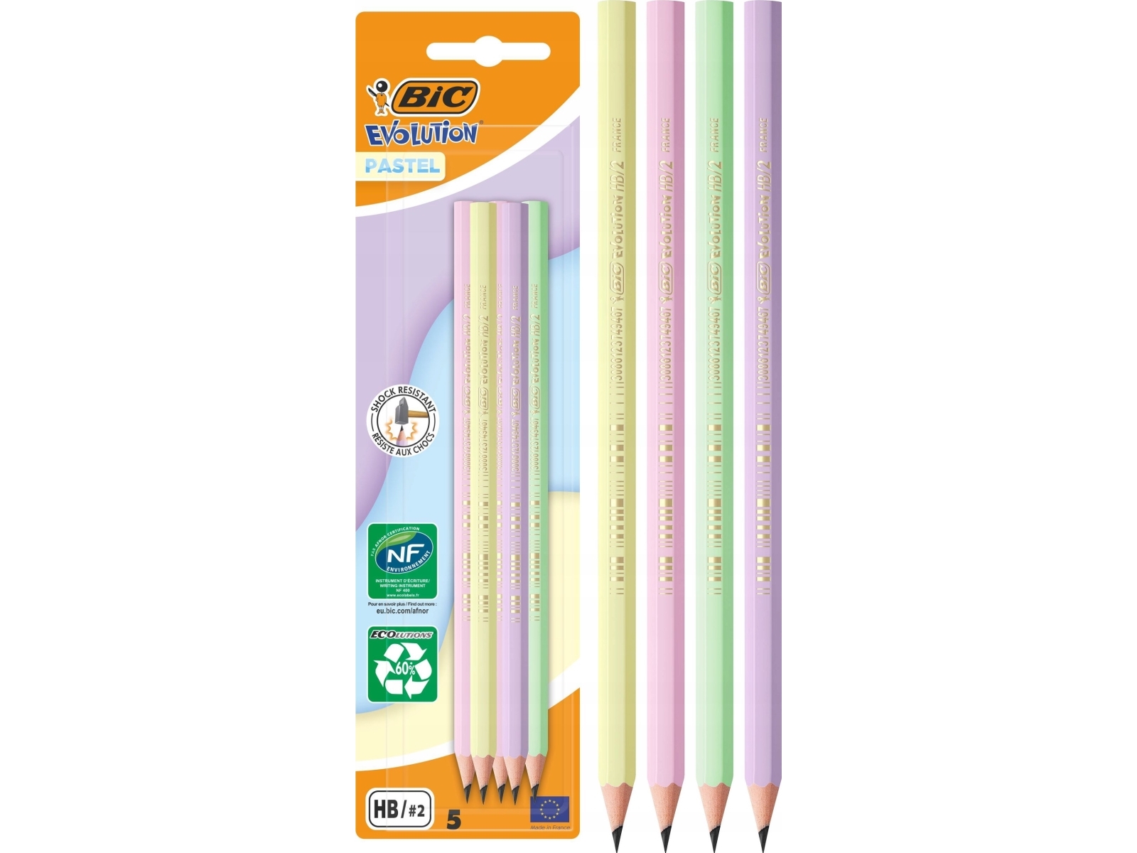 Bic Ołówek Evolution Pastell Bez Gumki 5Szt Bic