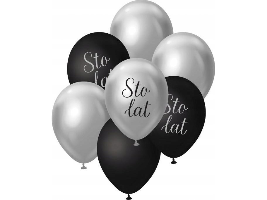 Godan B&Ampc Luftballons Bouquet Silber Und Schwarz Hundert Jahre 7Pcs