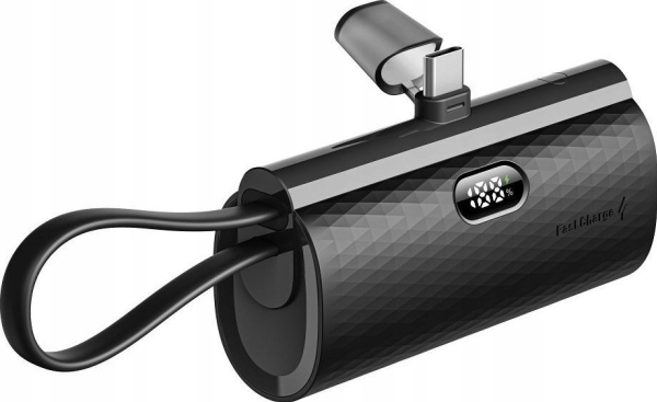 Forcell Powerbank Forcell F-Energy Power Plug F5k3 Powerbank 5.000 Mah Med Integreret Type C Pd 20W-Stik Sort