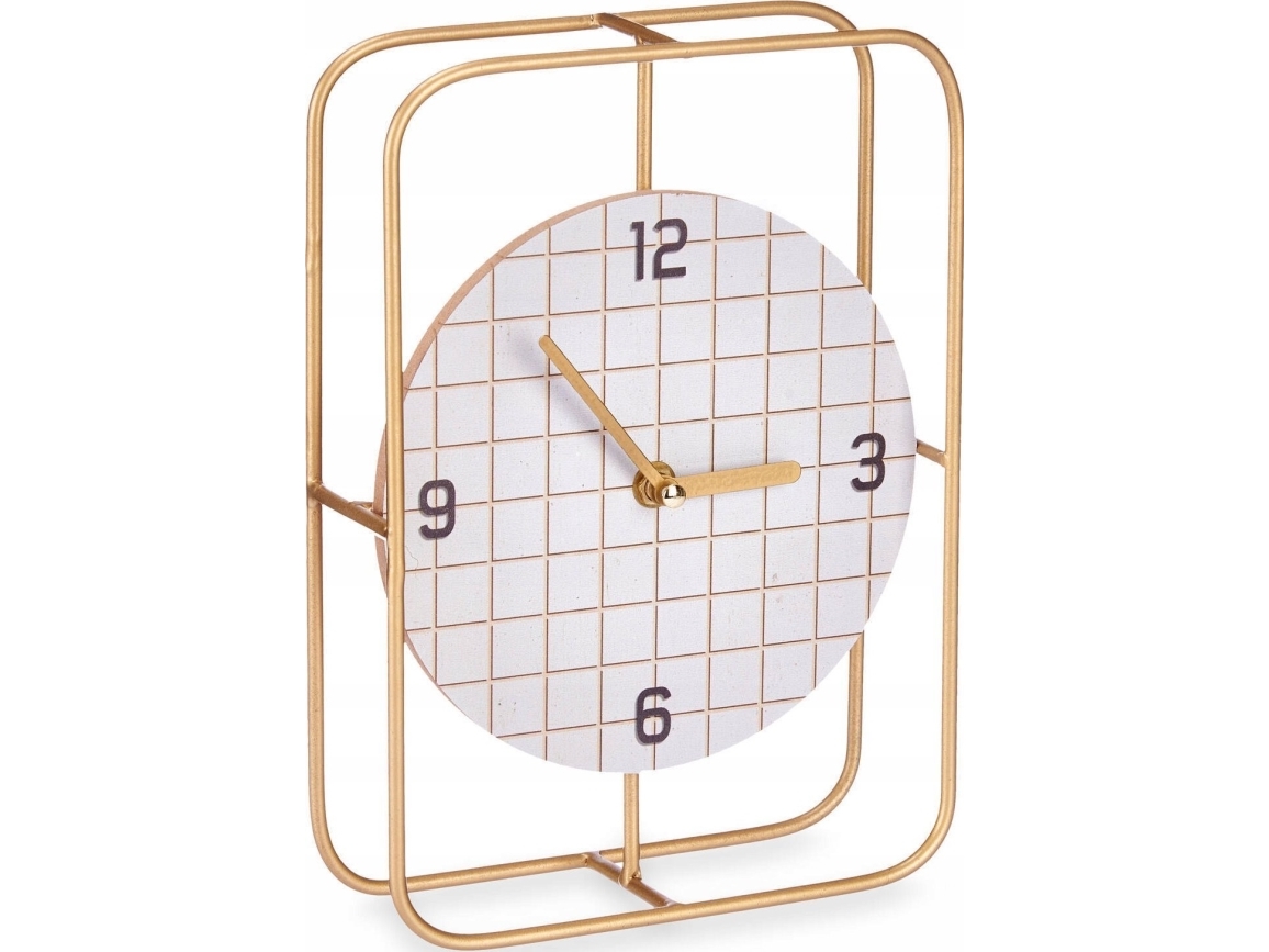 Present Inredning Byråklocka med rutig urtavla och guldfärgade visare, 18,5 x 25,5 cm | Möbler - Tillbehör - Väggklockor | GameStuff