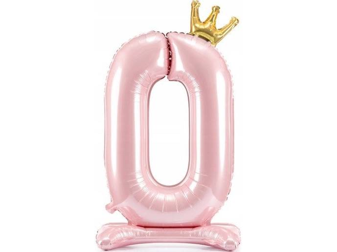 Stående folieballon nummer 0, 84 cm, lys pink 73897