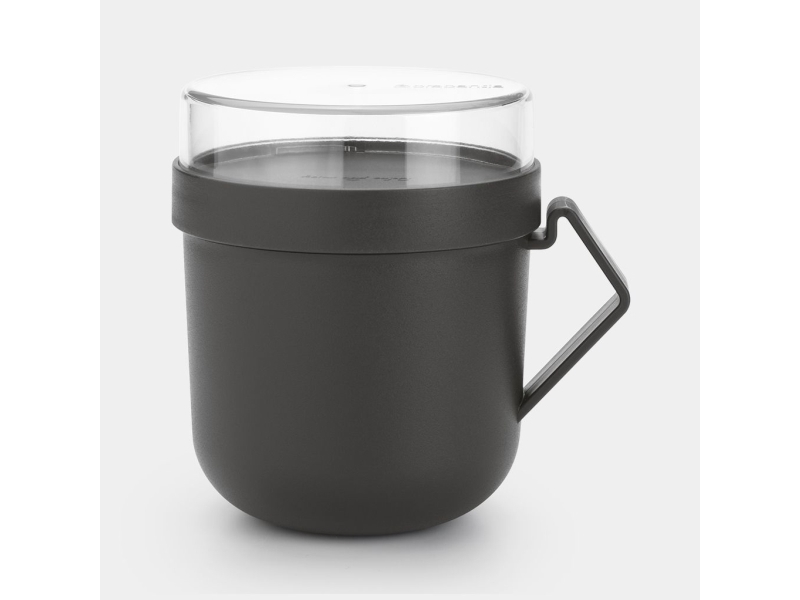 Brabantia Make & Take, Becher, Rund, 0,6 L, Grau, Transparent, Kunststoff, 130 Mm