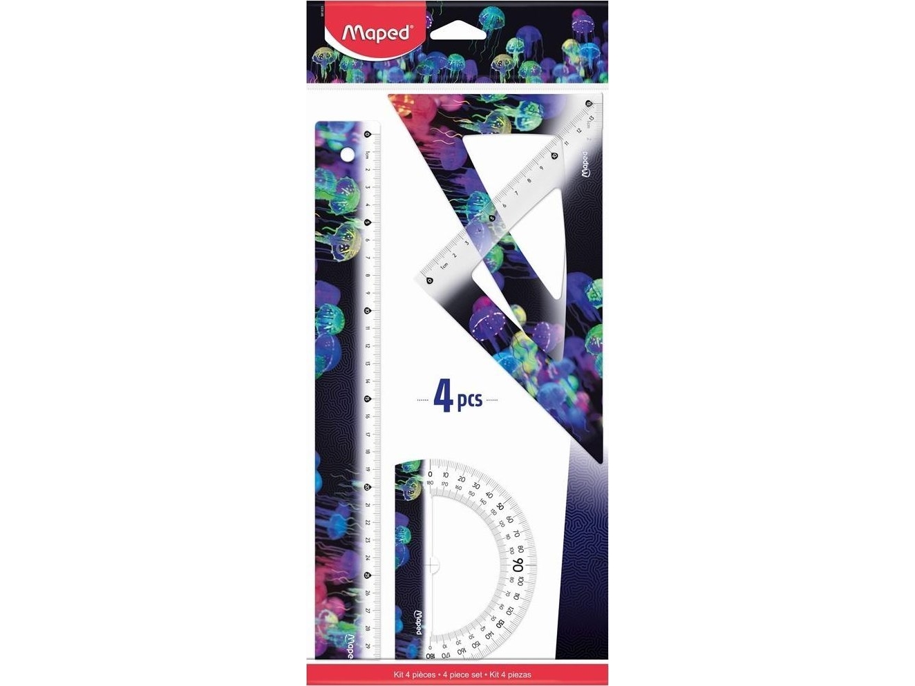Maped geometrisæt DEEPSEA PARADISE, 4 dele i plast med vandmotiv - 1 stk (981833)