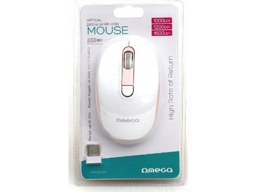 Omega Trådløs Mus Omega Mouse 1000/1200/1600 Dpi White-Pink [45861]