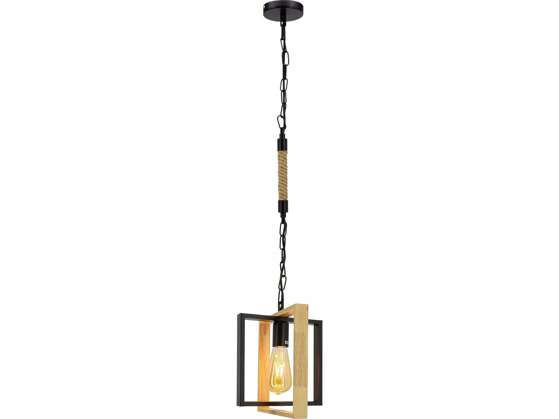 Hængelampe Mdeco Elem Marco 6300/1 Bl Jd 1X60w E27 Sort/Træ