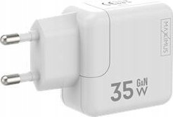 Maxximus Vægoplader Mx Burst Gan Pd 35W, 2Xusb-C + Pd 65W C/C-Kabel, Hvid