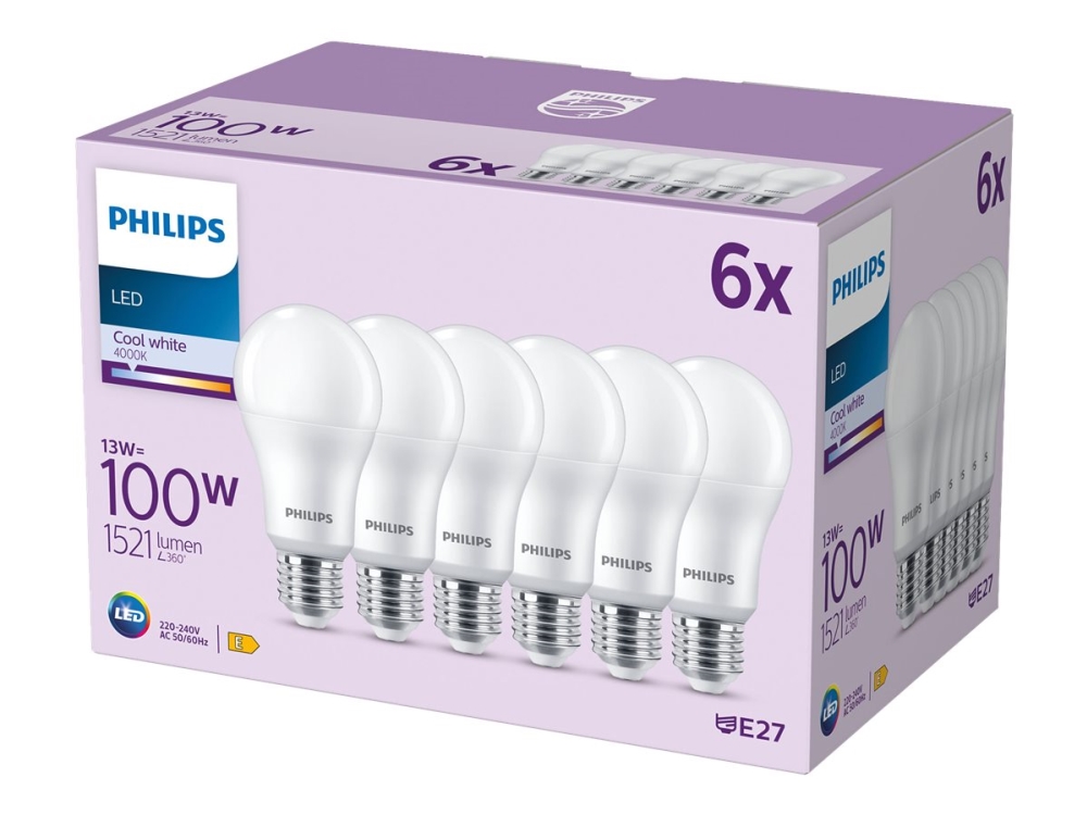 Philips Lampe 100W A67 E27 X6, 13 W, 100 W, E27, 1521 Lm, 15000 H, Kaltweiße