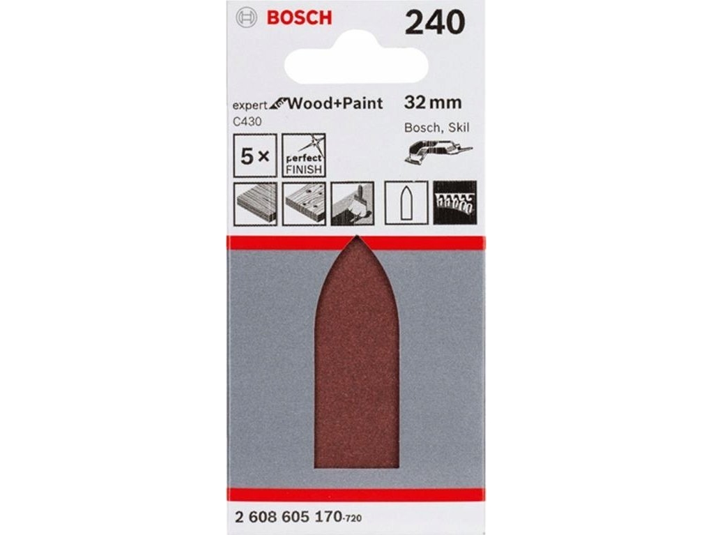 Bosch Bosch DELTA EW 32MM DELTA SLIBEBLADES K240 5 st | Elverktyg - Tillbehör - Tillbehör till Slipmaskin | GameStuff