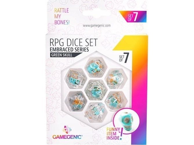Gamegenic Gamegenic: Embraced Series - RPG Dice Set - Green Skull