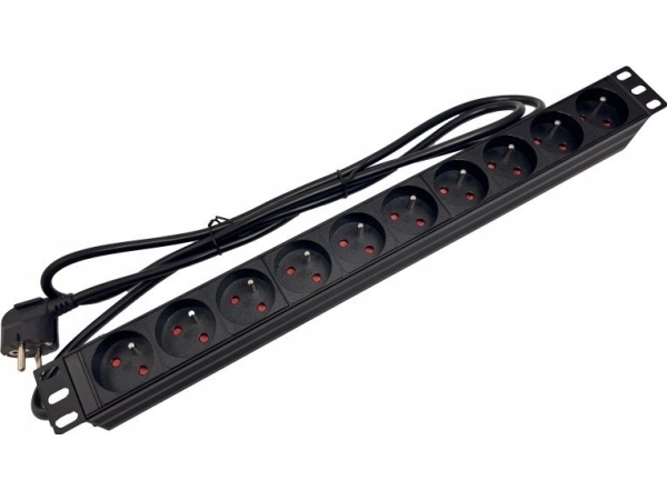Alantec forsyningsliste 19 230V - 10 udtag (type E - CEE 7/5), kabel 1,8 m CEE 7/7 (PZ019)