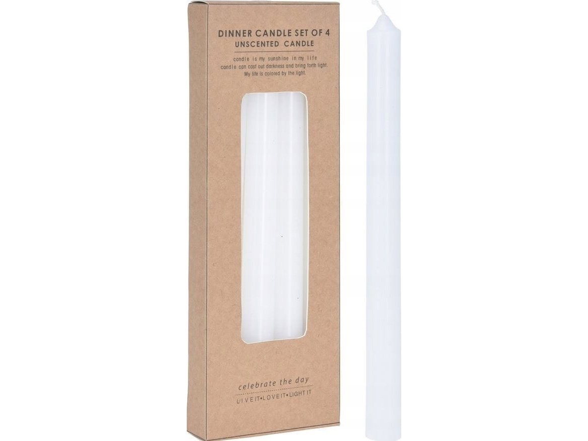 Home Styling Collection Świece Stożkowe, 4 Sztuki, Białe