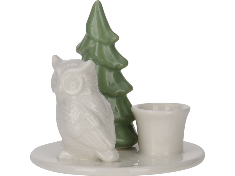Home Styling Collection lysestage i keramik med juletræ, 8 cm