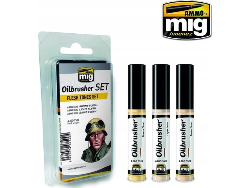 Vallejo Ammo: Oilbrusher Set - Flesh Tones Set | Hobby - Färg vattenbaserad - XF akrylfärg | GameStuff